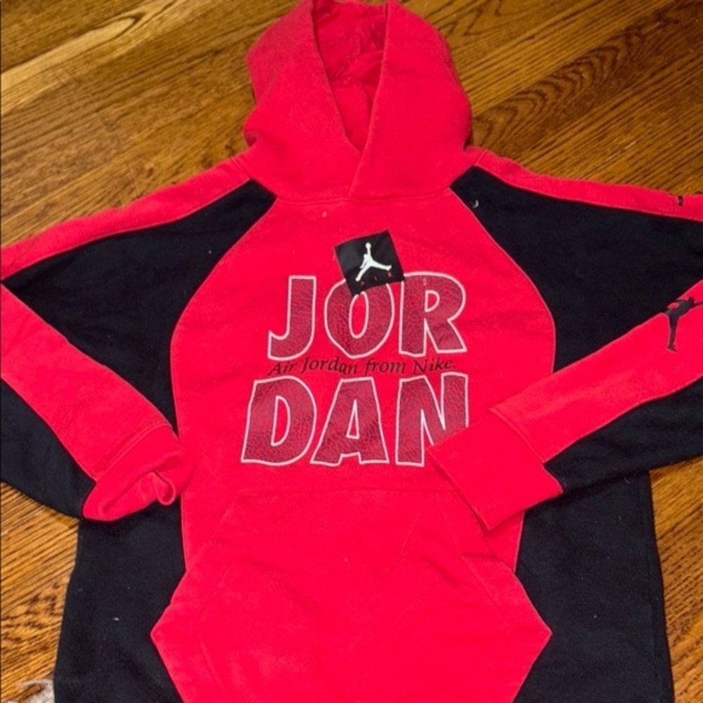 Nike Air Jordan Red and Black Hoodie size medium 10-12